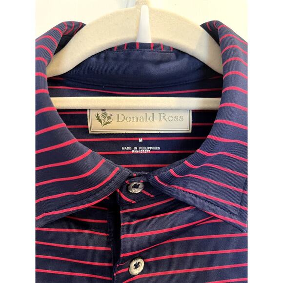 Daniel Ross Red Navy Striped Golf Polo Shirt Men's Size Medium M - Picture 3 of 5